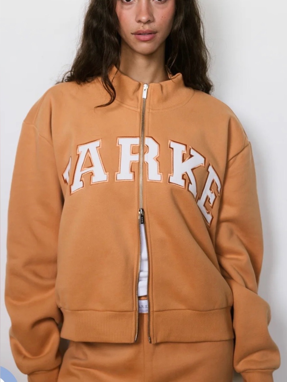 PARKE BUTTERNUT Zip‑Up Varsity Mockneck Fleece – BNWT